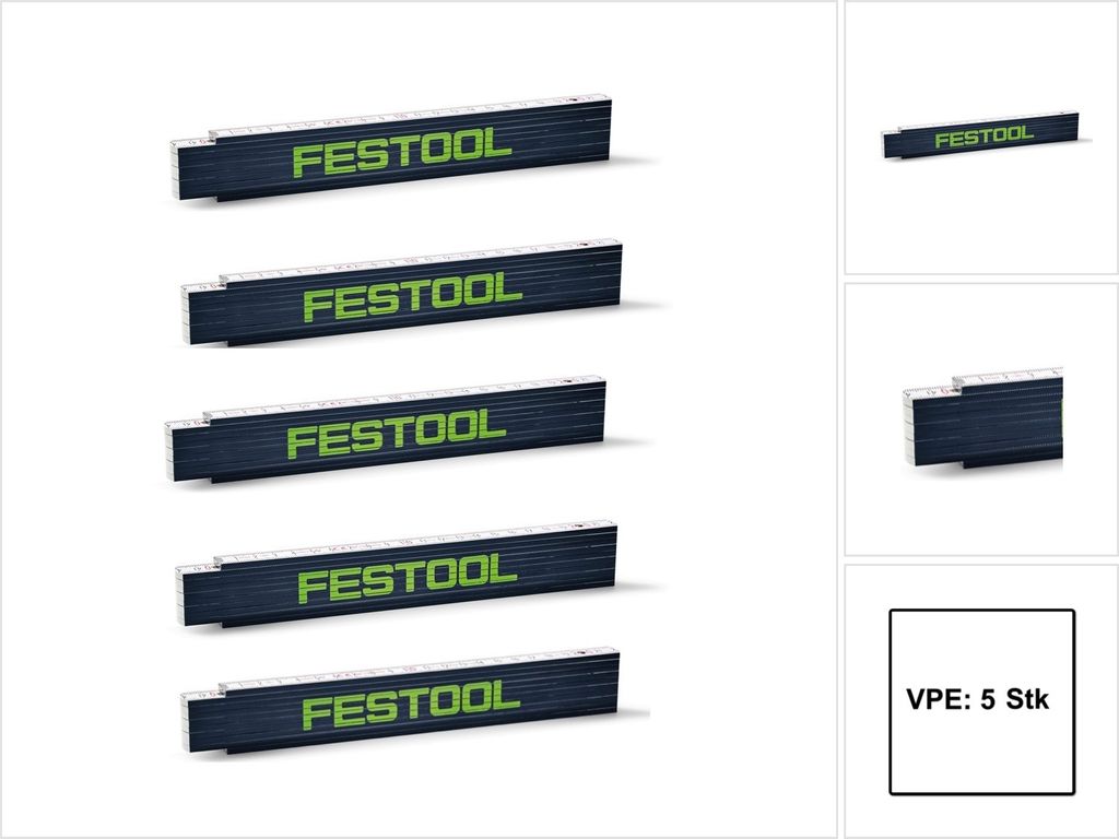5x Festool metro metro pieghevole in legno 2 m 10 maglie ( Immagine del prodotto 