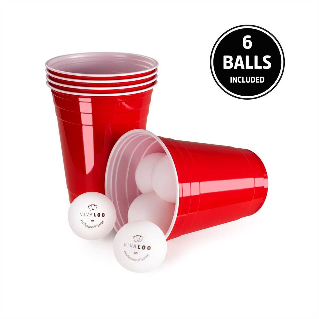 50 rote Beer-Pong Becher & 3 Bälle BeerBaller® Red CupsBier Pong Set inkl 