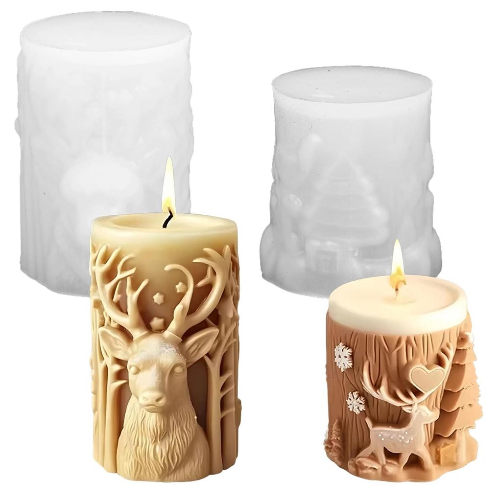 2-teilige 3D-Silikonform für Weihnachtskerzen, ideal zum Selbermachen und Dekorieren
