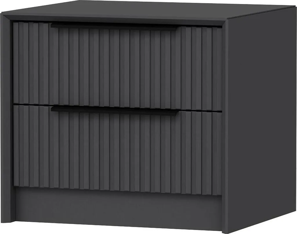 Table de chevet 2 tiroirs Moke Noir Anthracite 45x45x53 cm pour lit