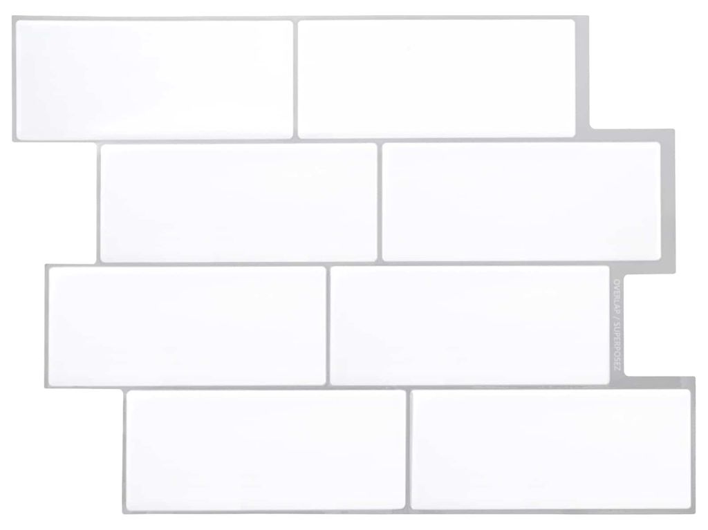 U-Bahn-Fliese 20 pcs Weiß Grau 29 x 21 cm Polyurethan und PET