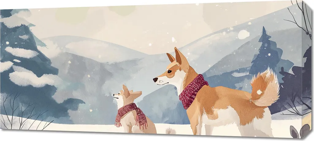 Quadro 90x40 cm Compagni della Neve - Decorazione Parete Invernale