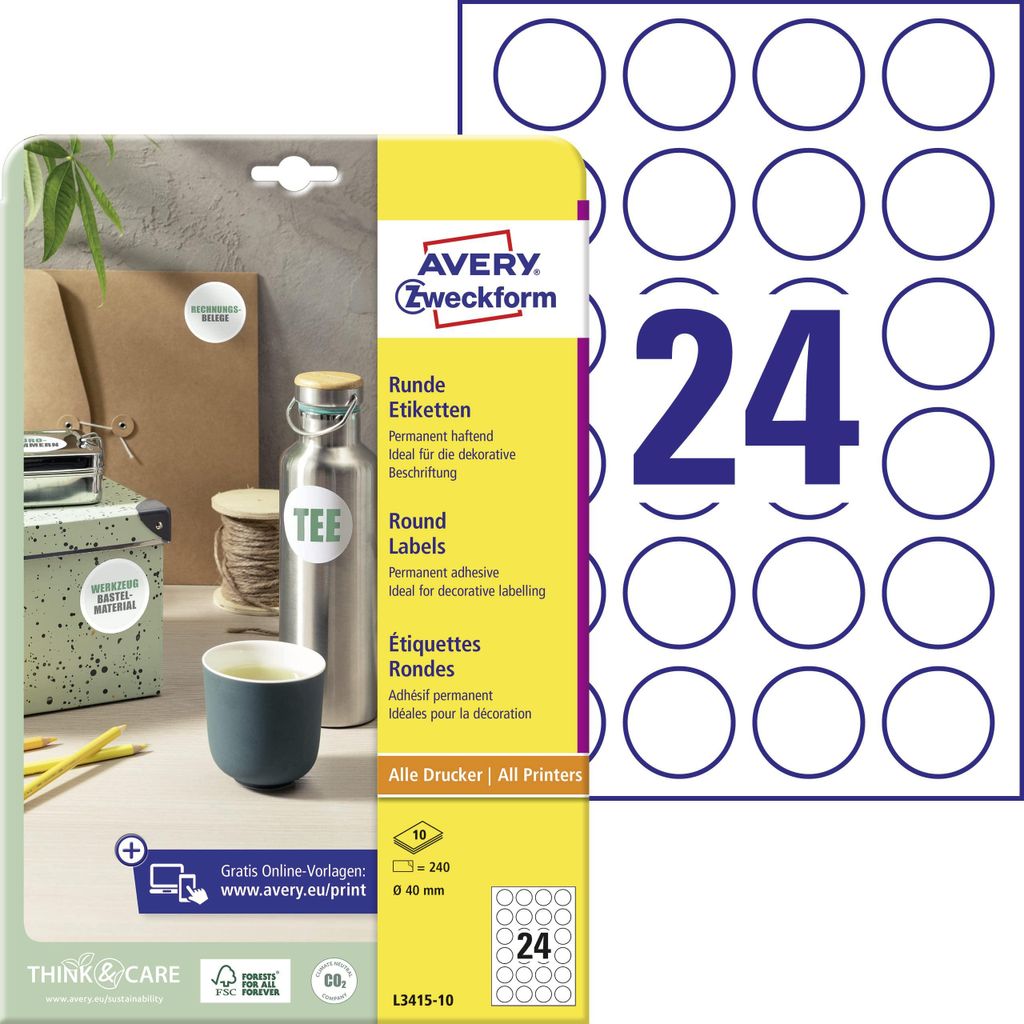 AVERY Zweckform L3415-10 240 AVERY Zweckform Etiketten Obrázok produktu 