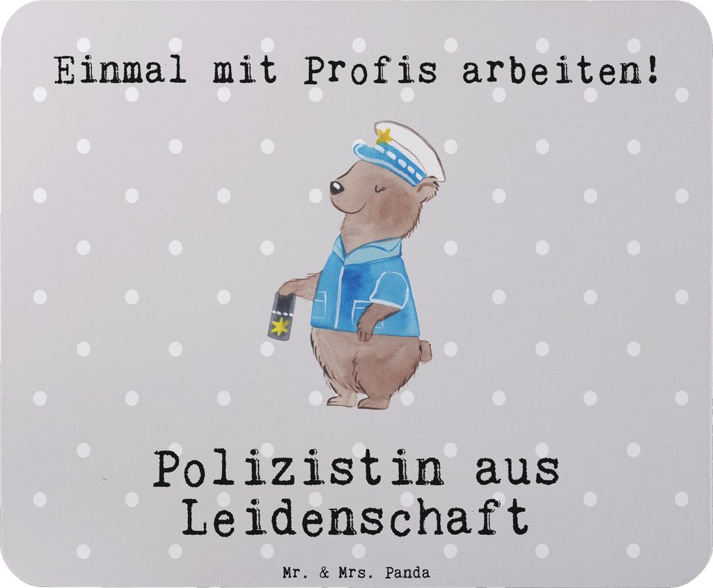 Mr. & Mrs. Panda Mouse Pad Polizistin Leidenschaft - Grau Pastell - Geschenk, laptop mousepad, Cop, Studium, Mauspad, Polizei, mousematte