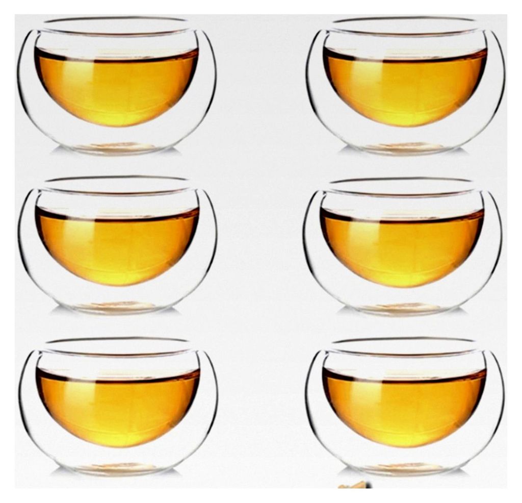 Transparente doppelwandige Kaffeetassen aus Glas, Isolierglas, hitzebeständig, 50 ml, 10er Set