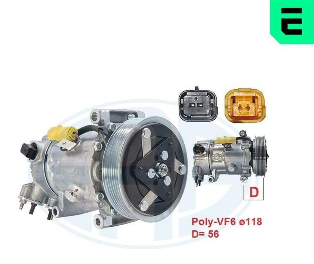 ERA 670116 Klimaanlage Klimakompressor passend für PEUGEOT 2008 Kombi (CU) 207 (WA, WC) 207 CC (WD) 208 I Schrägheck (CA, CC) 308 SW I (4E, 4H) 3...
