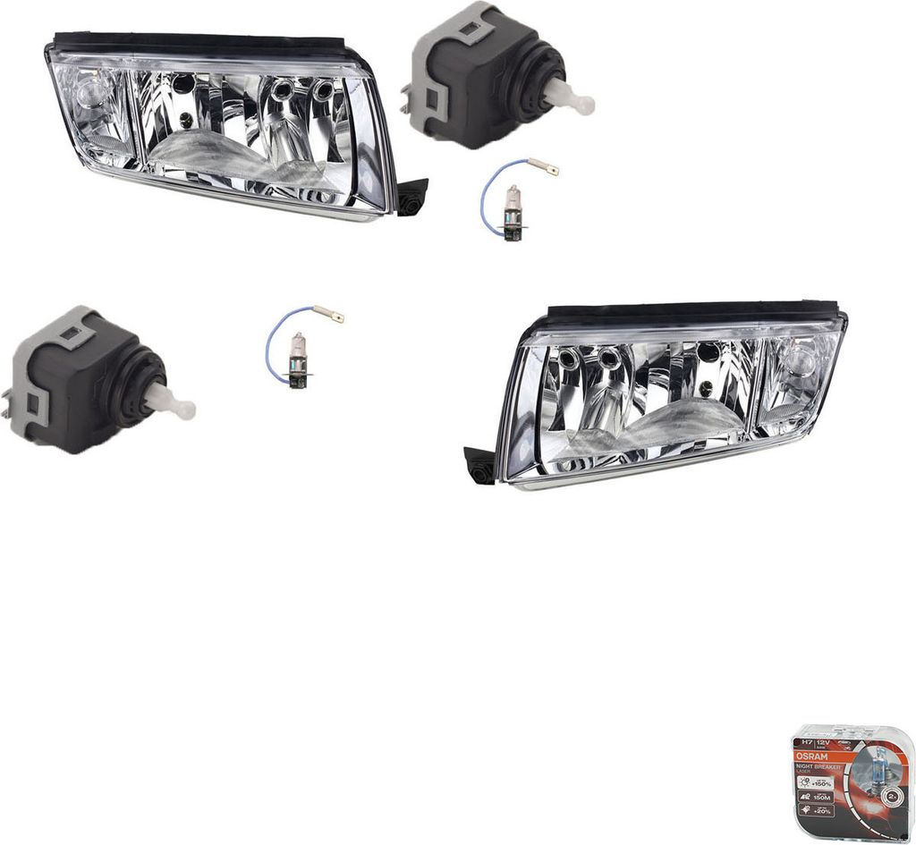 Johns, Scheinwerfer + Osram Night Breaker Laser kompatibel zu Skoda Fabia ab 99 H3 L R 6Y0941295 6Y1941015C 6Y1941015H 6Y1941015 6Y1941016H 6Y1941016C