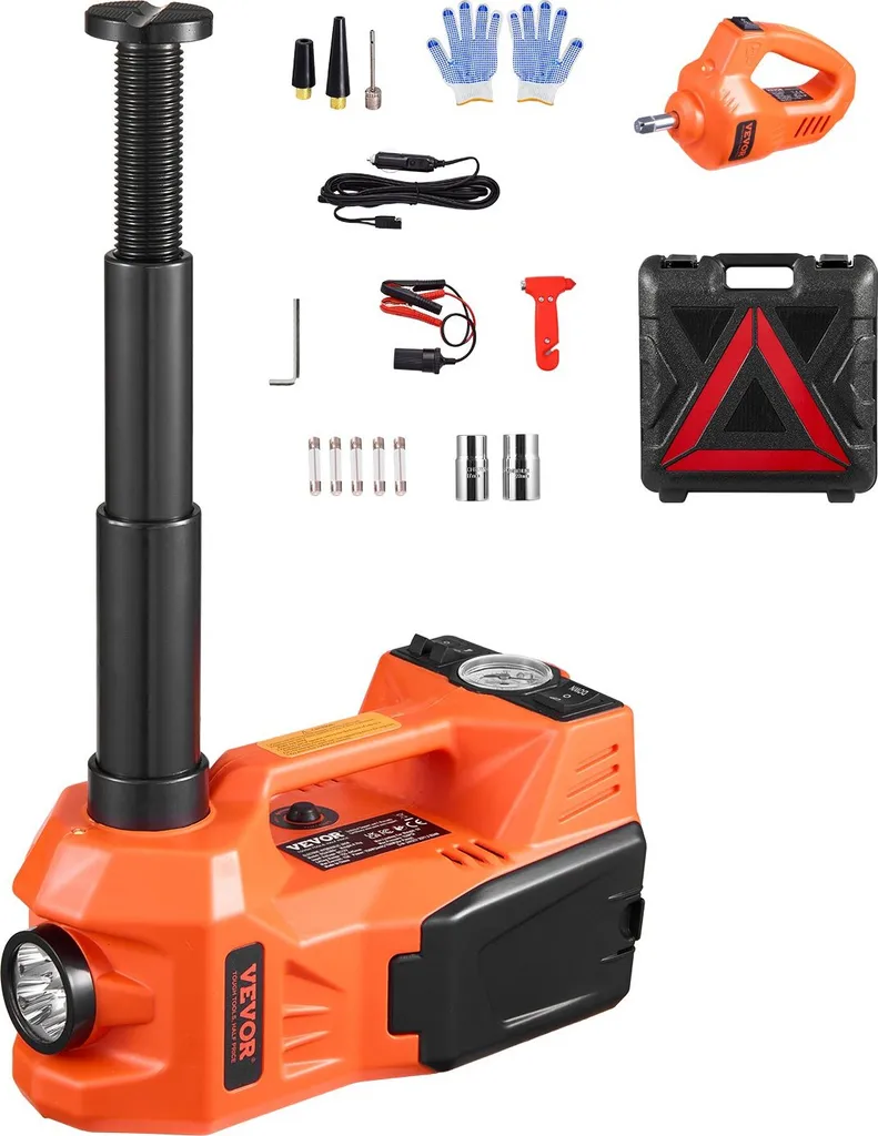 Sollevatore Idraulico Elettrico 5T Arancione + Chiave a Impulsi 12V
