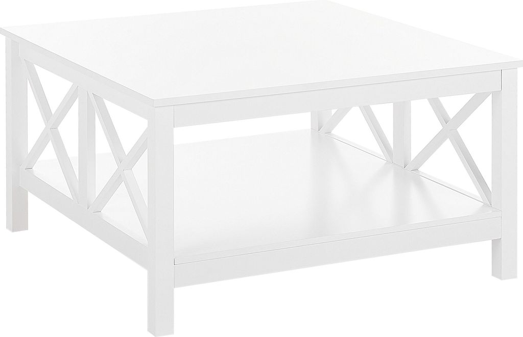 BELIANI Couchtisch Weiß MDF - Platte 80 x 80 cm Doppelte X Produktbild 