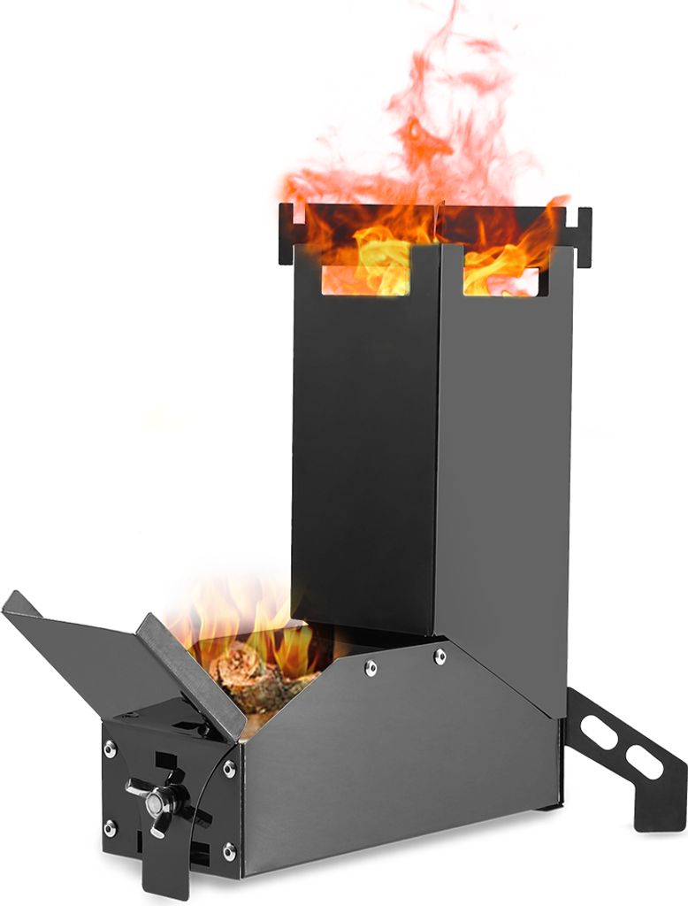 Lixada Outdoor Faltbarer Holzofen Edelstahl Raketenofen Backpacking Camp Zeltofen