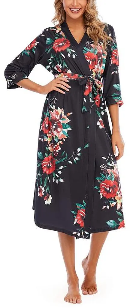 Chemise de nuit légère longue col en V coton bio taille M noir