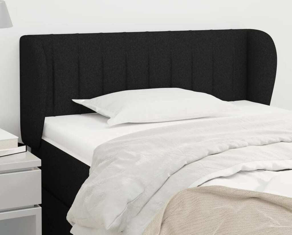 Ankonbej Kopfteil mit Ohren Schwarz 83x23x78/88 cm Stoff