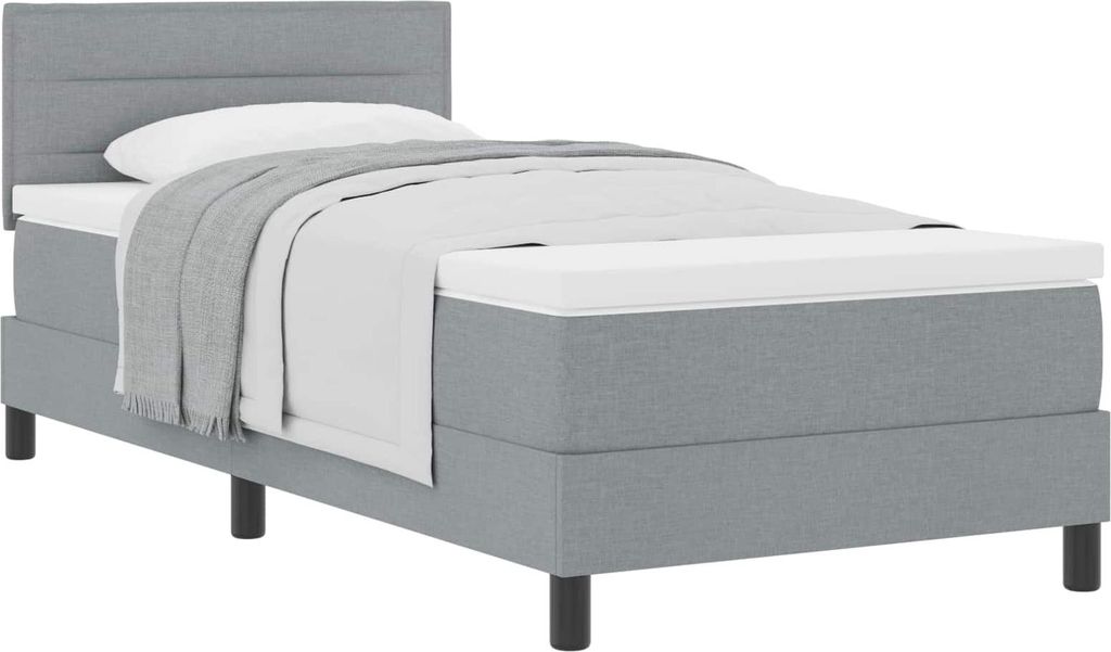 vidaXL Boxspringbett mit Kopfteil Hellgrau 100 x 200 cm Stoff