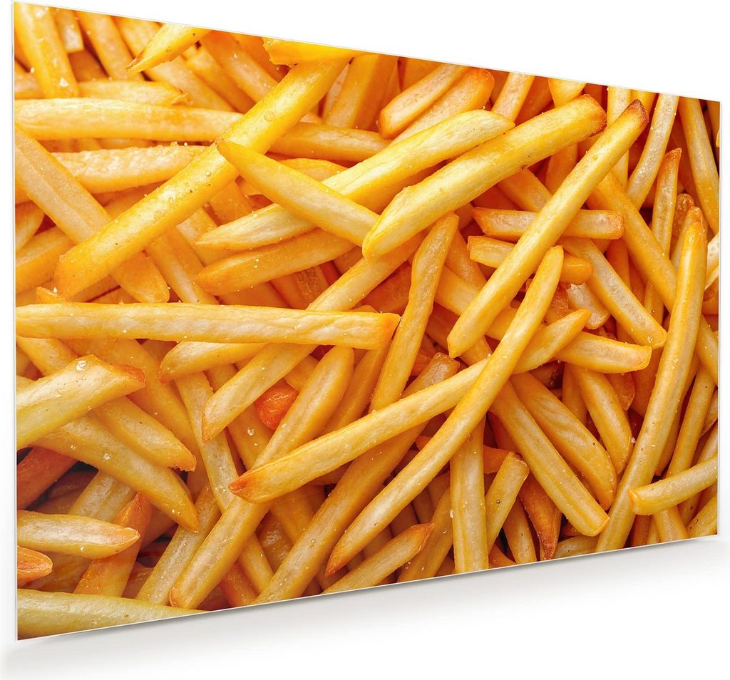 Glasbild 90x60cm in XXL für Wohnzimmer, Schlafzimmer Motiv Pommes Frites