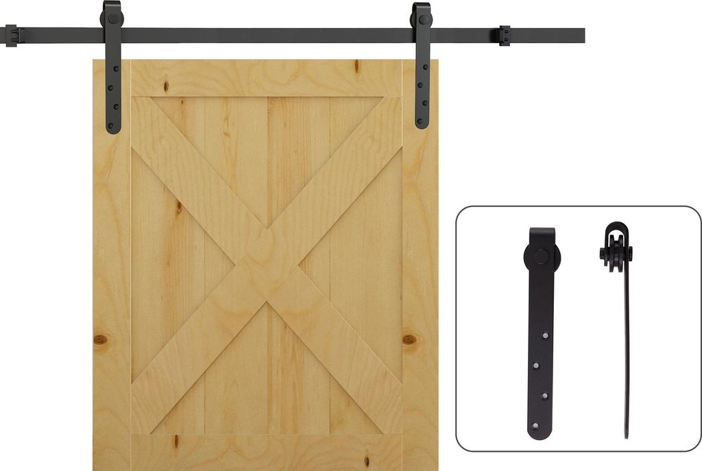 HOMCOM Schiebetüren-Beschlagsatz 180 cm Komplett-Set mit Produktbild 