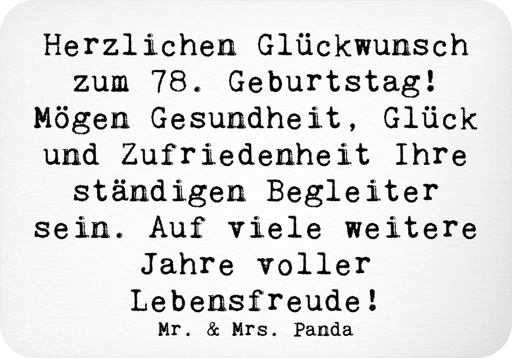 Mr. & Mrs. Panda Magnet Spruch 78. Geburtstag - Weiß - Geschenk, Happy Birthday, Zufriedenheit, Pinnwandmagnet, bildmagnet, Fest der 78 Jahre, Not...