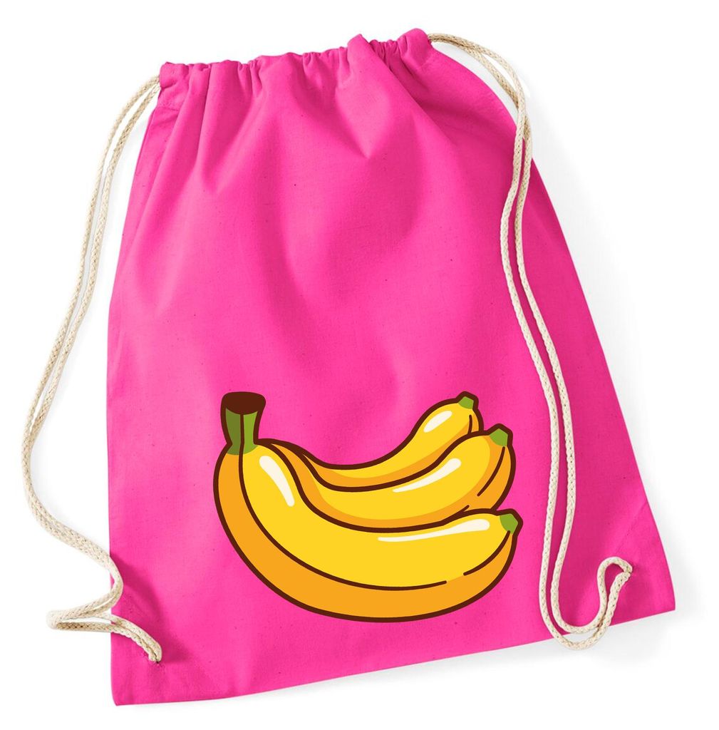 Huuraa Turnbeutel Banane Comic 12 Liter Fuchsia Baumwolle Rucksack Geschenkidee