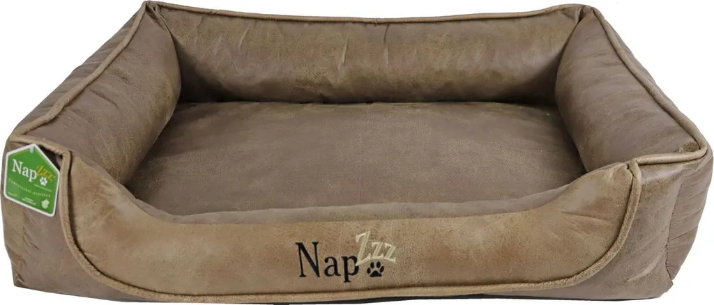 Lit pour chien Nap'zzz 100x80 cm marron, confort aspect cuir Duo