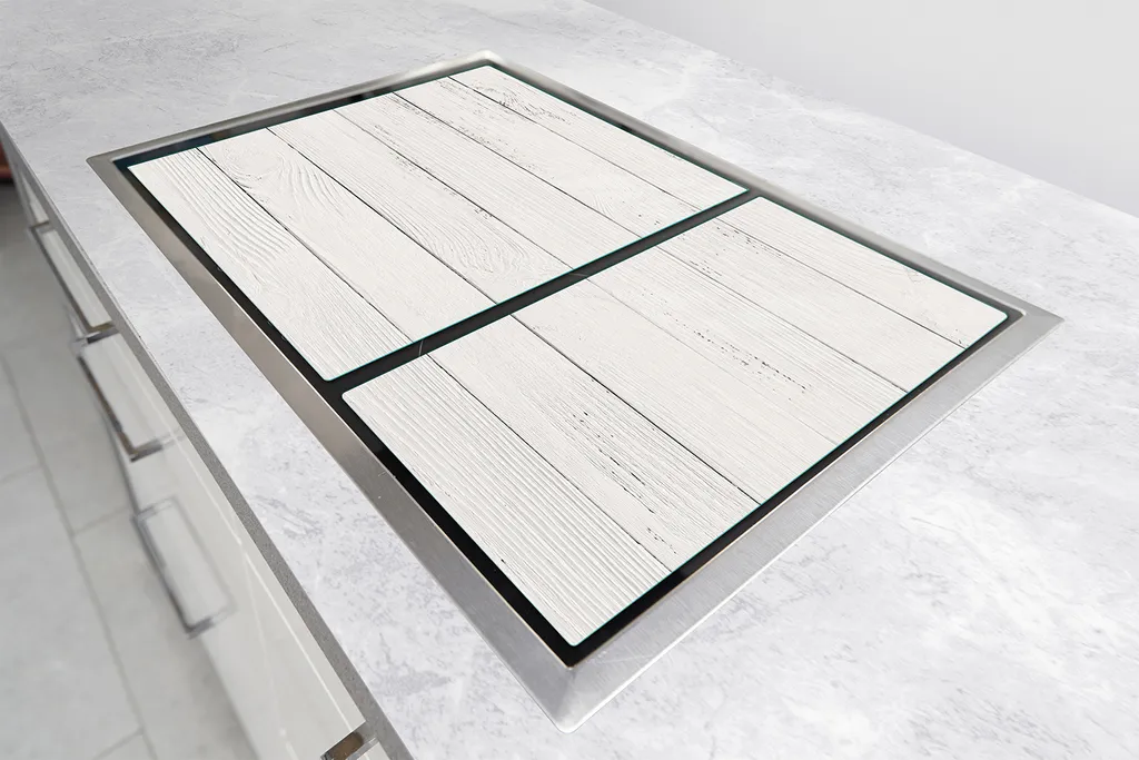 OFFERTA Coprifornelli 75x52 Vetro Bianco Legno - Set 2 Pezzi Universale - 6