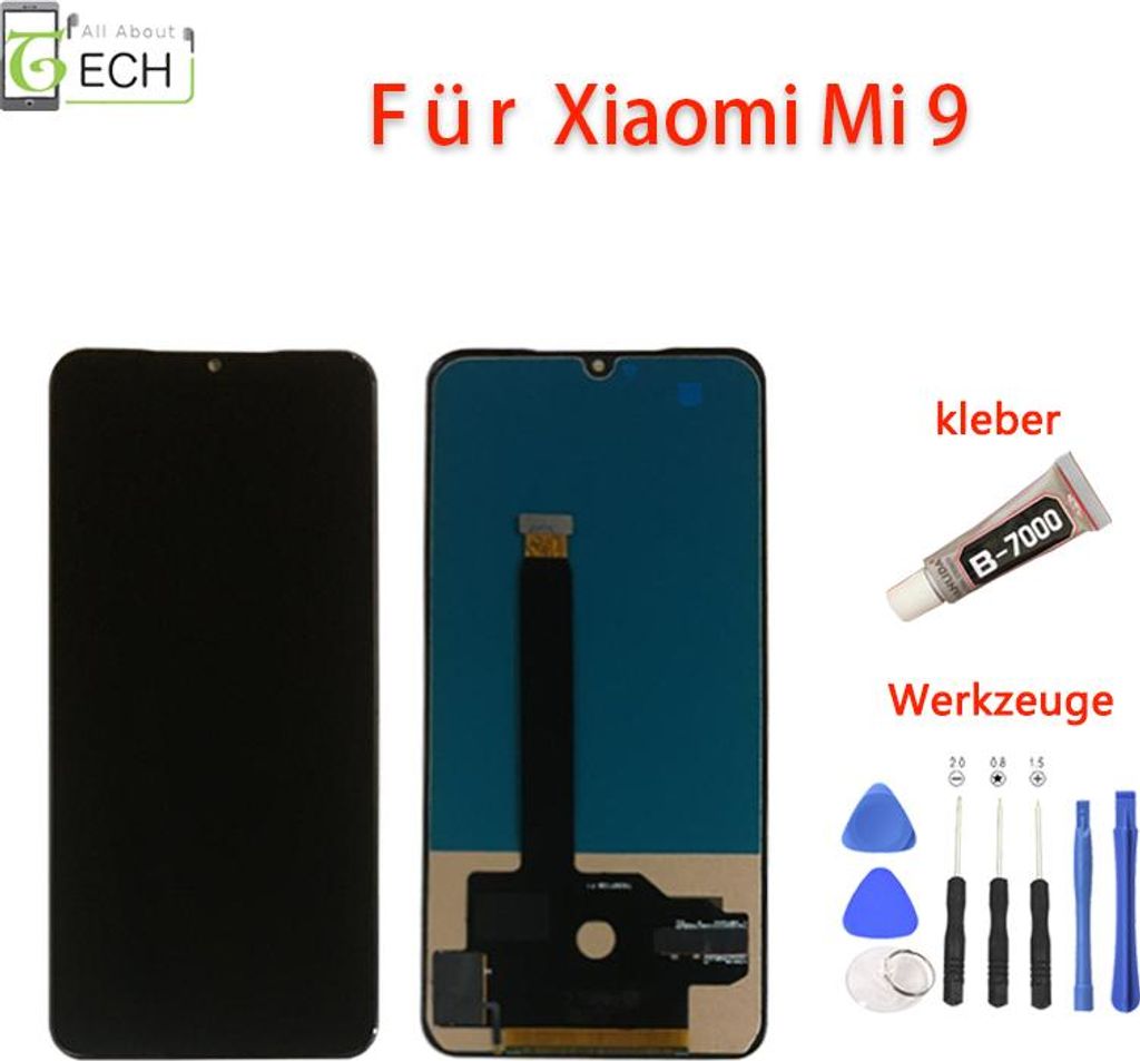 LCD Display für Xiaomi Mi 9 Touch Screen Bildschirm Kleber + Werkzeuge Incell