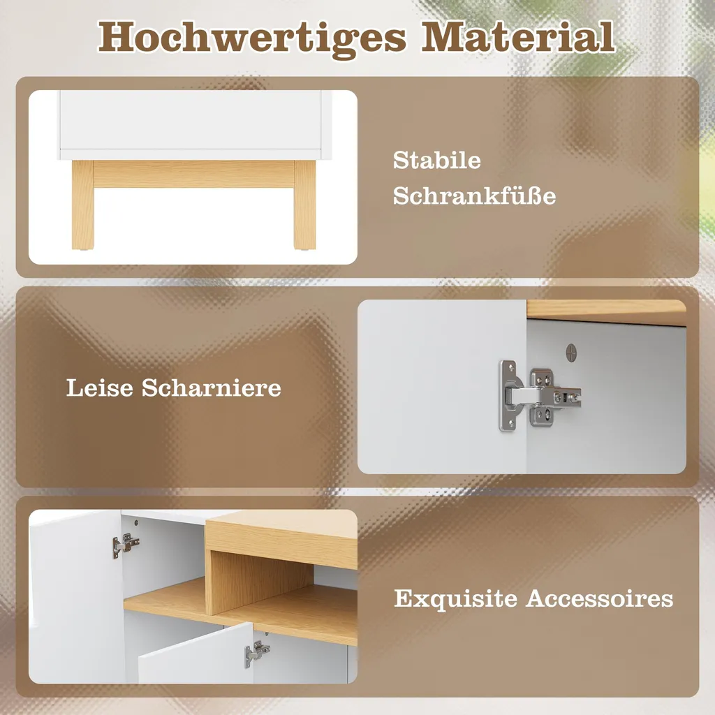 Commode de rangement multifonctionnelle blanche avec étagère ouverte - 6