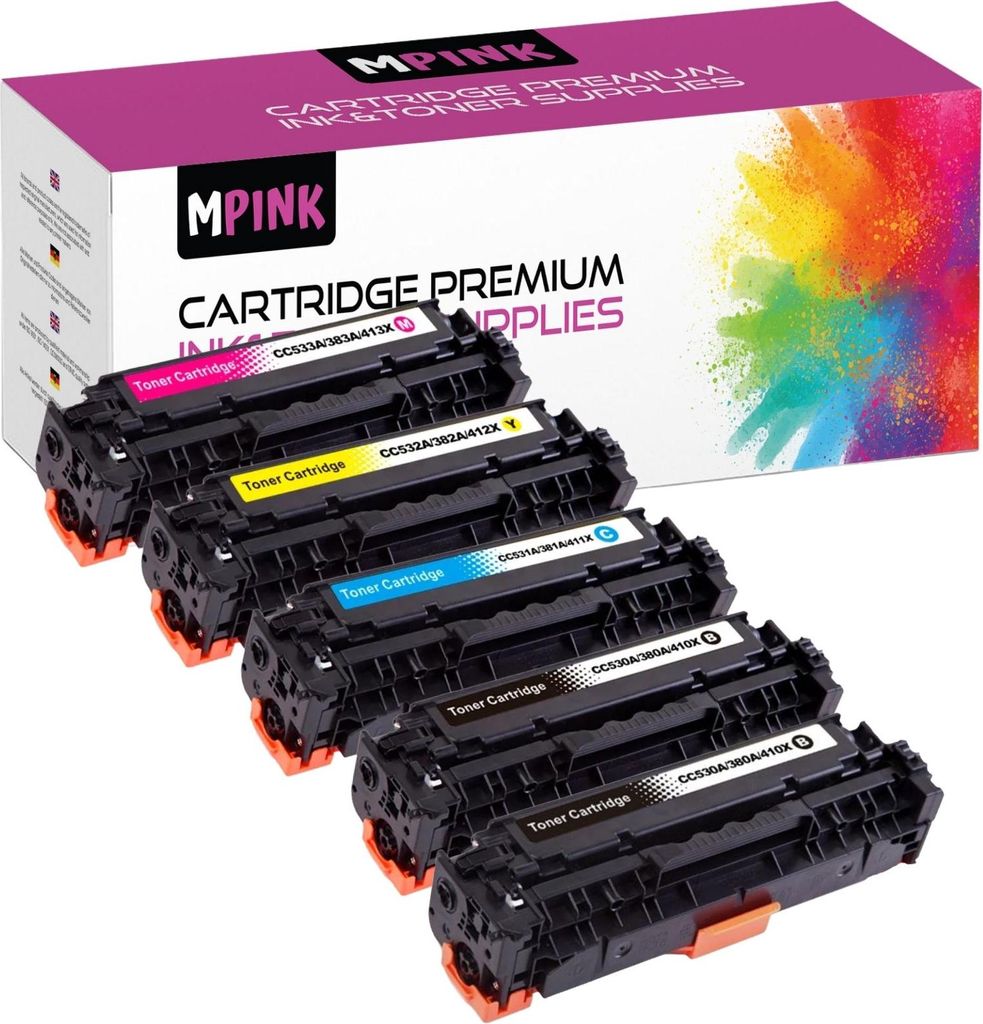 5x Toner für HP CC530/CE410/CF380 CMYKK LaserJet CM2320n M451dn CP2025