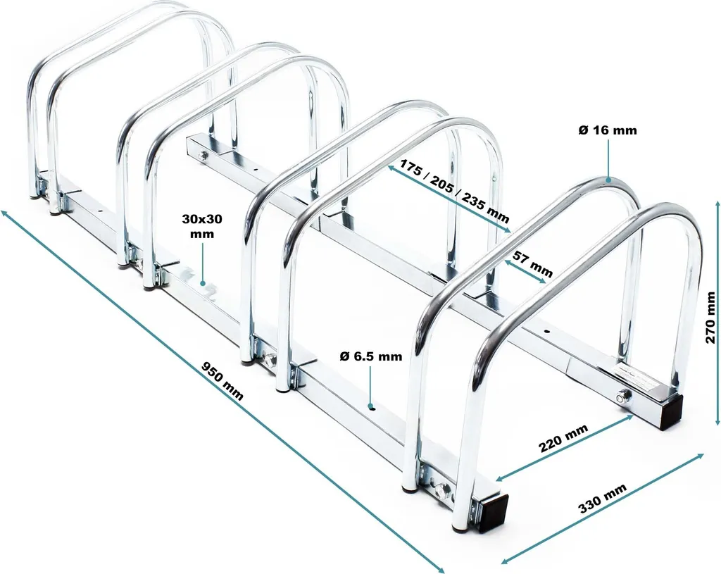 Support Vélo au Sol pour 4 Places, Range-vélo Extensible en Acier A3
