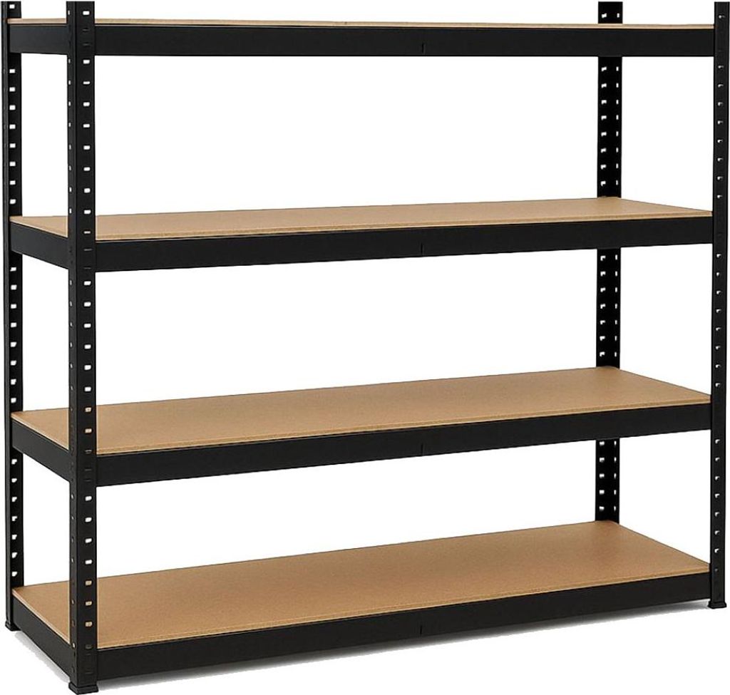 Regal für schwere Lasten 1600 kg Schwarz 160 x 60 x H180 cm – Metallregal mit 4 Holzplatten INTEC