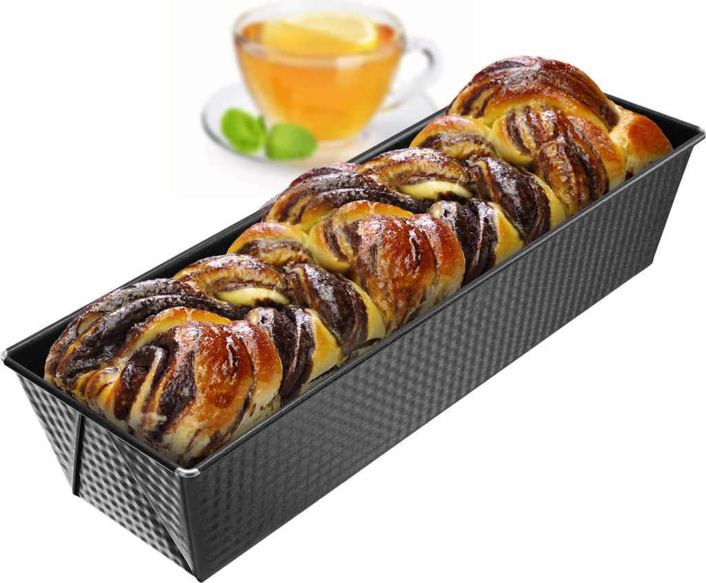 KADAX Rechteckige Brotbackform "Ellos", Kuchenform mit Antihaftschicht, Backform, Schwarz, 35 cm