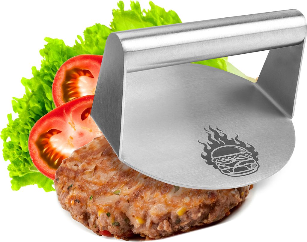 com-four® Burgerpresse aus Edelstahl - 14 cm Burger Smasher Produktbild 