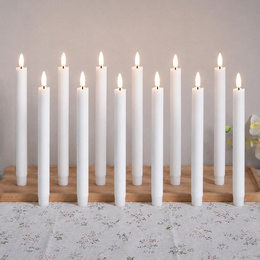 12 candele a LED a forma di bastoncino, luce bianco caldo, Immagine del prodotto 