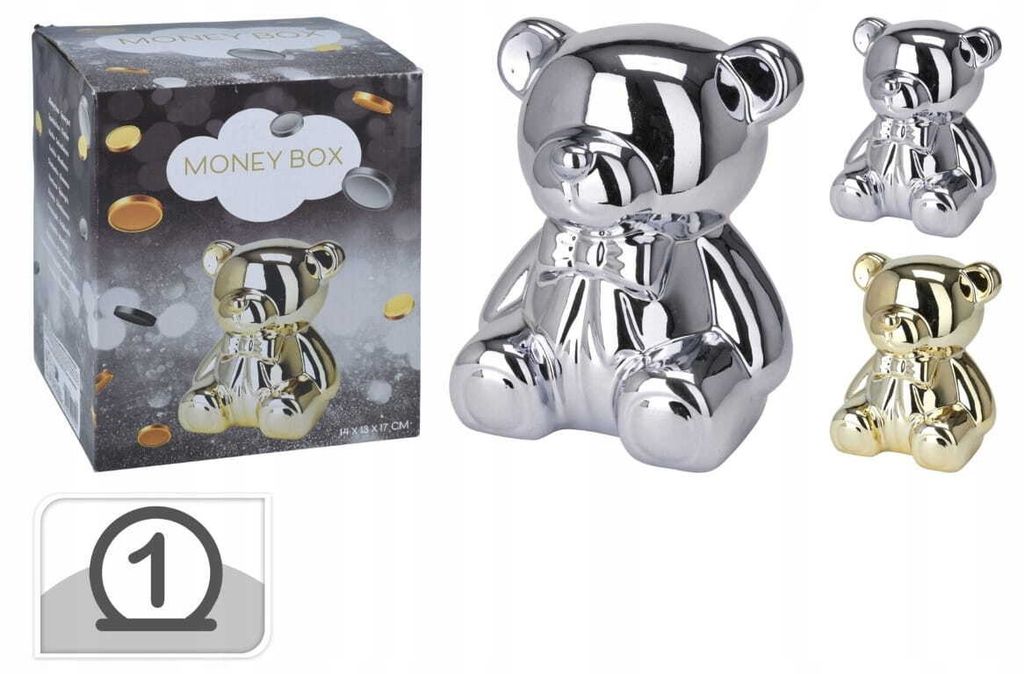 Ceramiczna skarbonka ozdobna miś 17,5x14 cm Zdjęcie produktu 