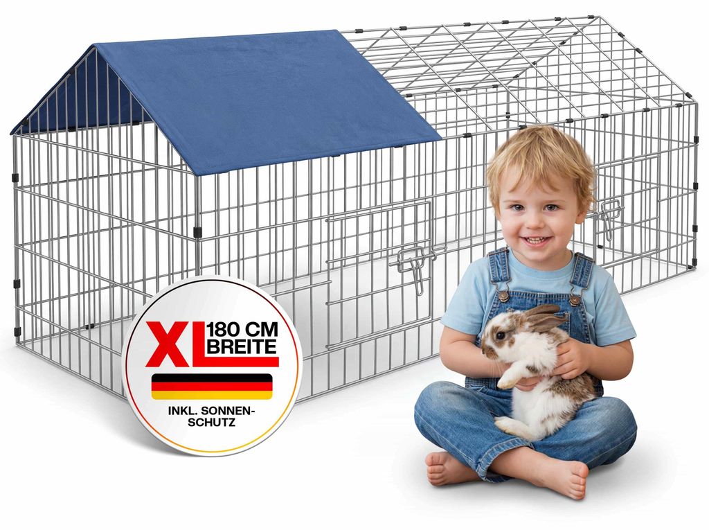 CADOCA® Freilaufgehege 180x75x75cm Sonnenschutz Auslauf Produktbild 