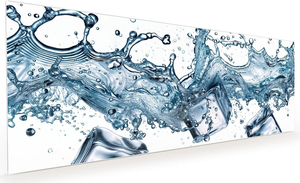 Küchenrückwand Spritzschutz Glas mit Motiv Wasserspritzer 40 x 40 cm