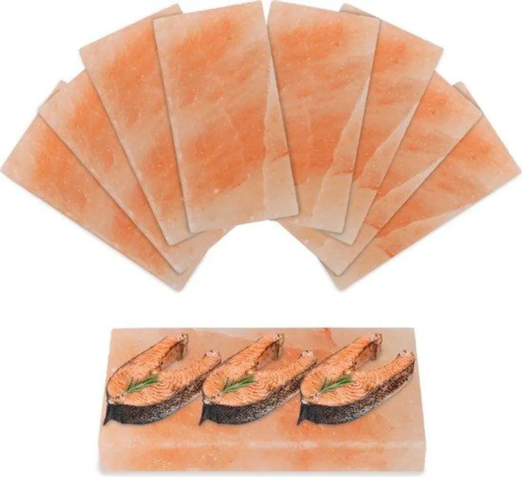 Pierre à sel d'Himalaya pour barbecue 20x10x2,5 cm - Set de 8 pièces