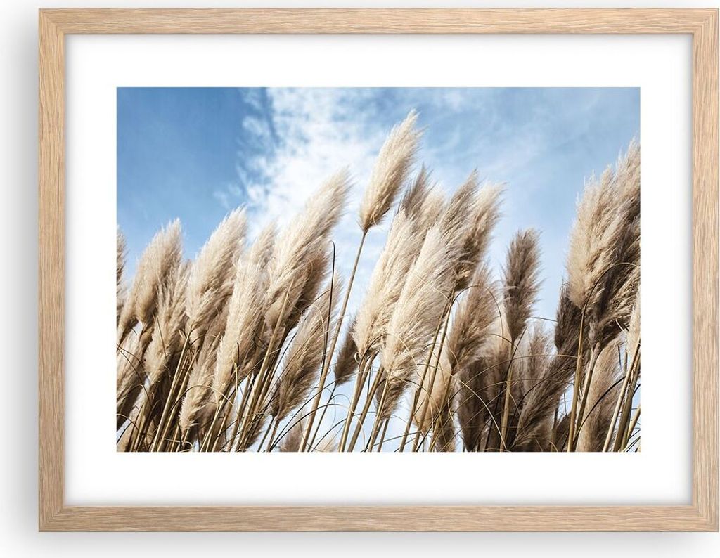 Gerahmtes Poster - Rahmen in heller Eiche - Stock Himmel Boho - 40x30 cm - Wand Bild - Wanddeko - Wandbilder - Kunstposter - Wandposter - Bilderrah...