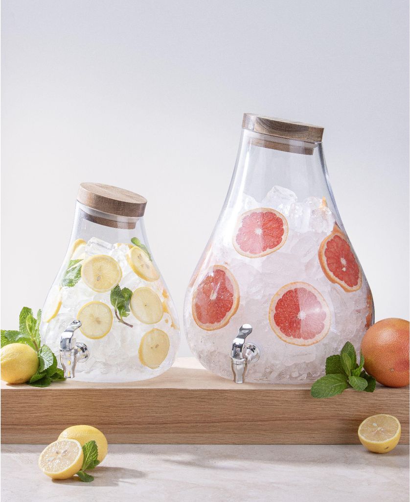 Ladelle Gather Geschwungener Getränkespender, Glas Akazie Silikon, 19,8x26cm, Variante:10L
