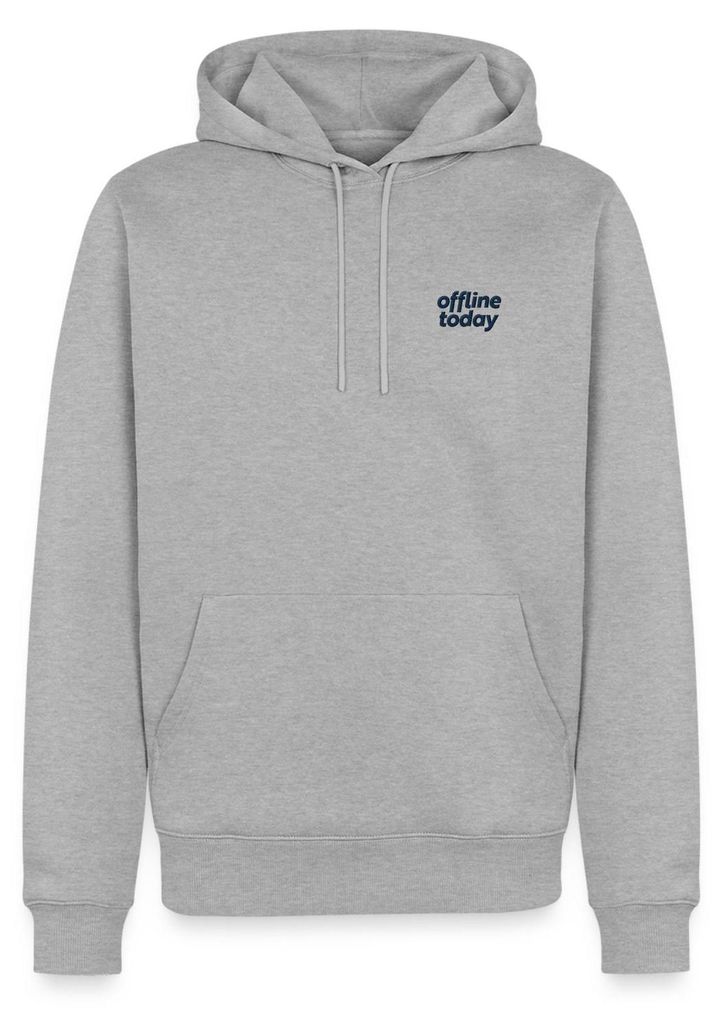 Spreadshirt Stickmotiv Offline Today Heute Offline Herren Premium Hoodie, 4XL, Grau meliert