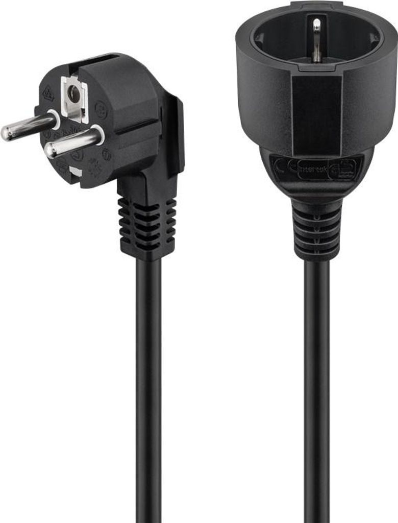 Goobay 94700 Prolunga contatto di terra, 2 m, nero, 2 m - Immagine del prodotto 