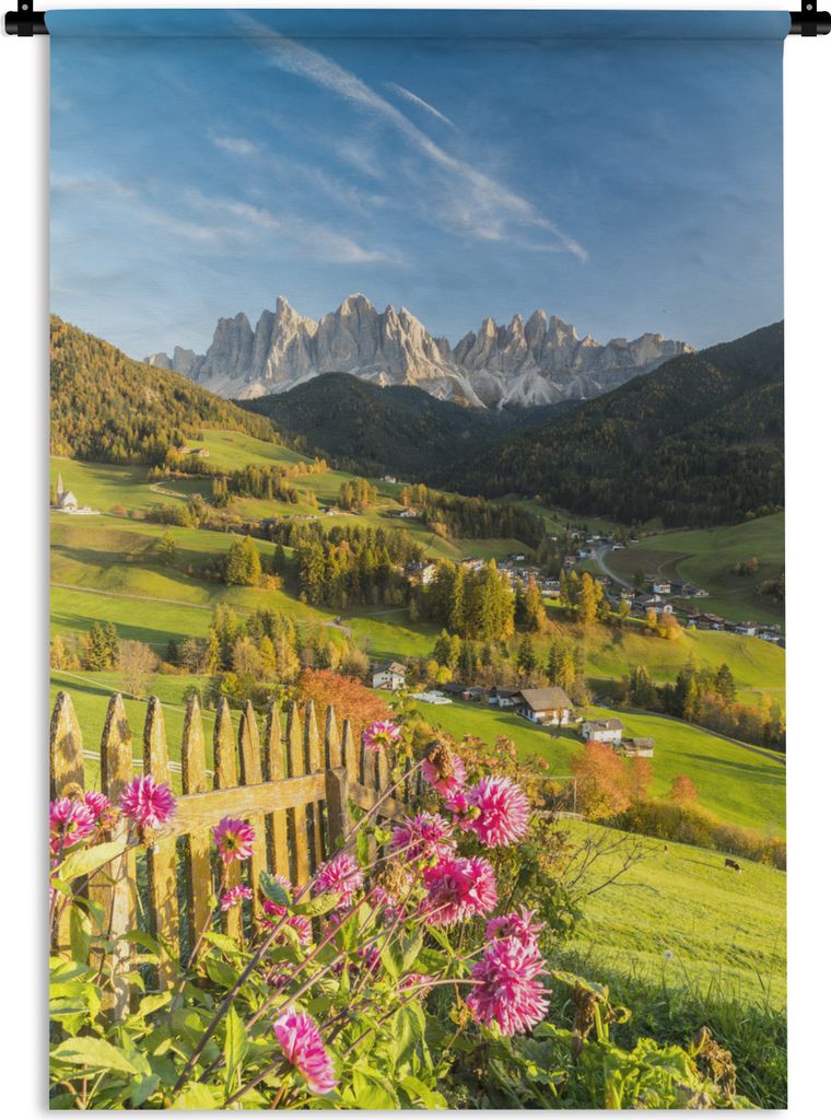 MuchoWow Wandteppich Wandbehang Herbst - Blumen - Berge 60x90 cm Tapisserie Dekoration Wandtuch - Foto-Teppich - Abwaschbar
