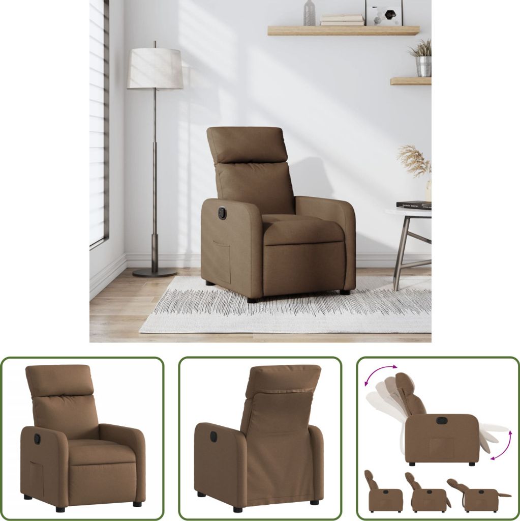 The Living Store Relaxsessel Braun Stoff