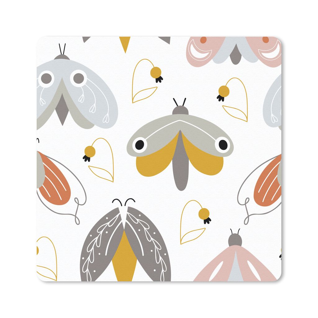 MuchoWow Mauspad Mousepad Muster - Kinder - Mädchen - Insekten 20x20 cm - Mousepads - Maus Mat - Pad - Mausunterlage - Desk Mat - Bureauartikeln