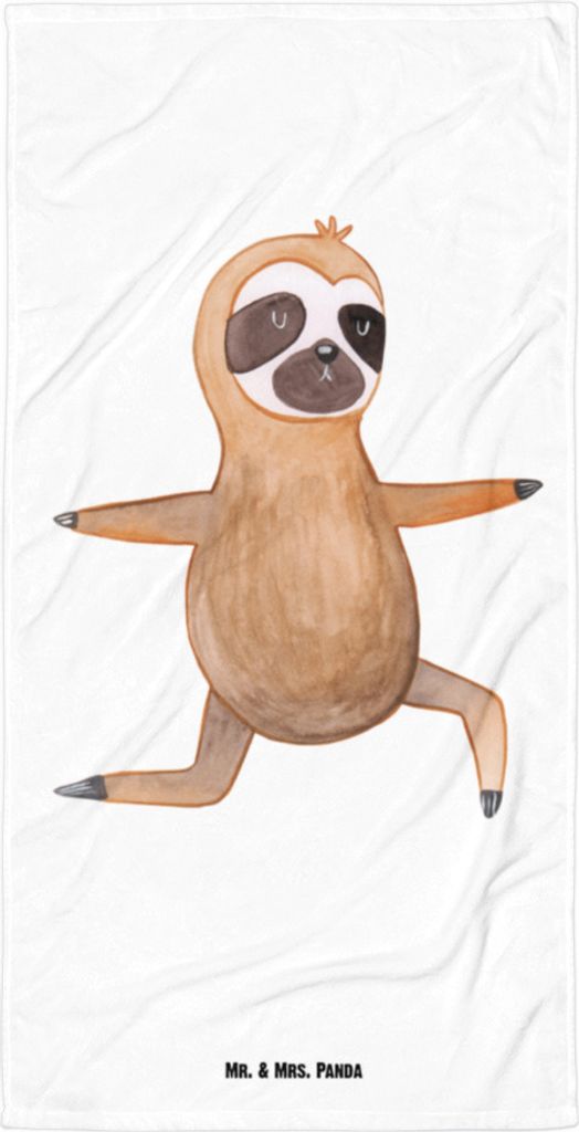 Mr. & Mrs. Panda Strandtuch Faultier Yoga - Weiß - Produktbild 