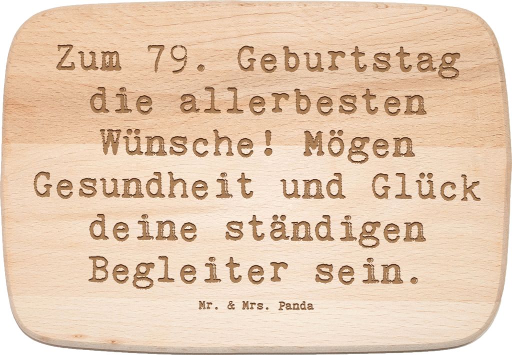 Mr. & Mrs. Panda Holz Servierbrett Spruch 79. Geburtstag Glückwünsche - Transparent - Geschenk, Happy Birthday, Frühstücksbrettchen, Schneidebr...
