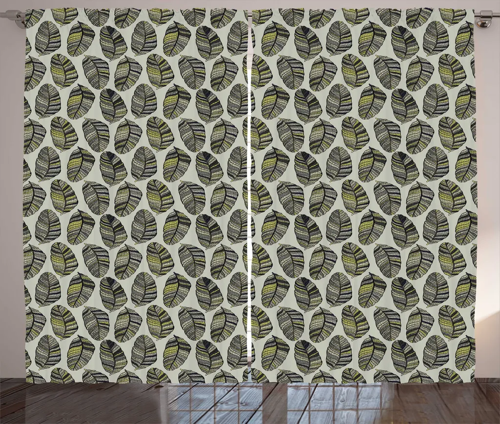 Paire de rideaux de salon universels à motif feuillage 280 x 225 cm