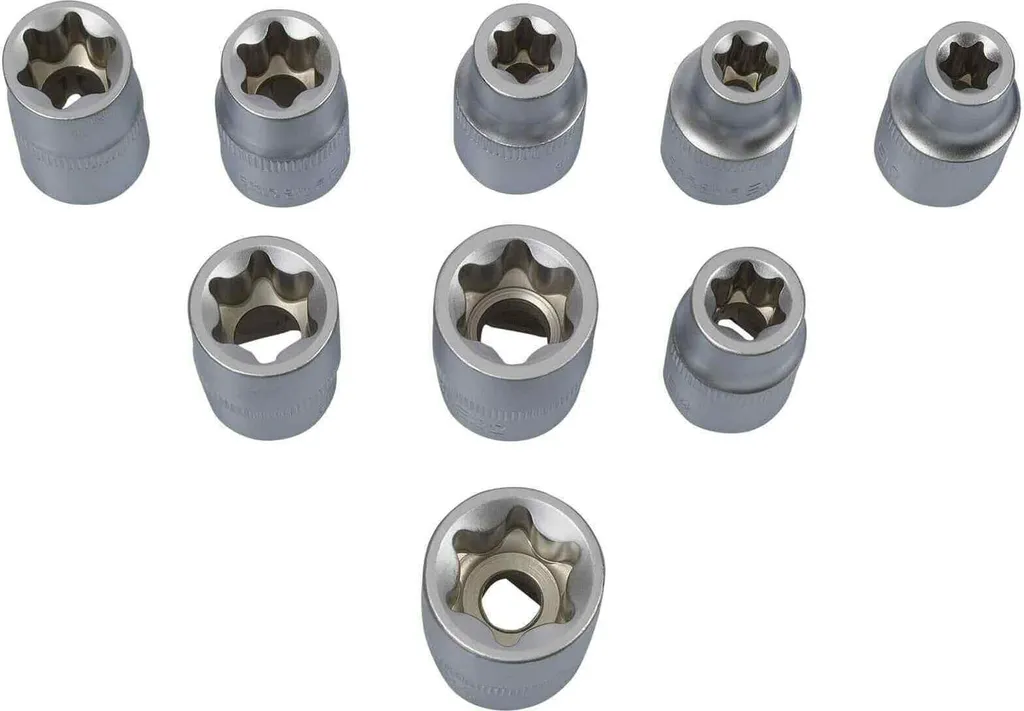 Démontez facilement vos vis Torx avec ce jeu de douilles 1/2 E10-E24 - 8