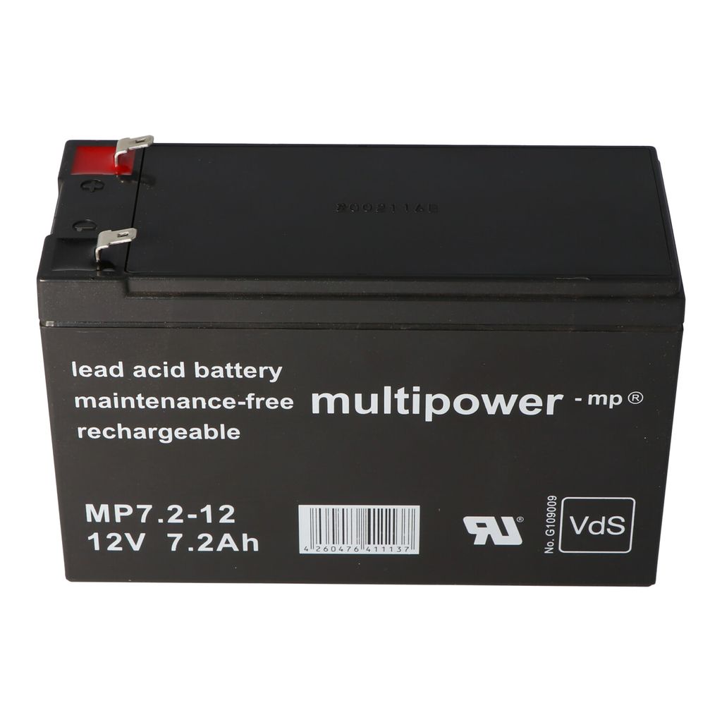 Multipower MP7.2-12 PB Akku 12 Volt 7,2Ah 4,8mm Produktbild 
