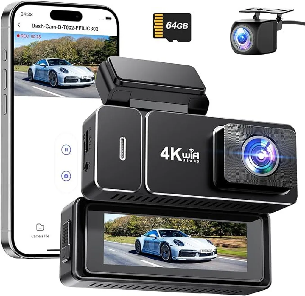 Dash Cam Auto 4K Famiglia - Protezione Anteriore e Posteriore con WiFi
