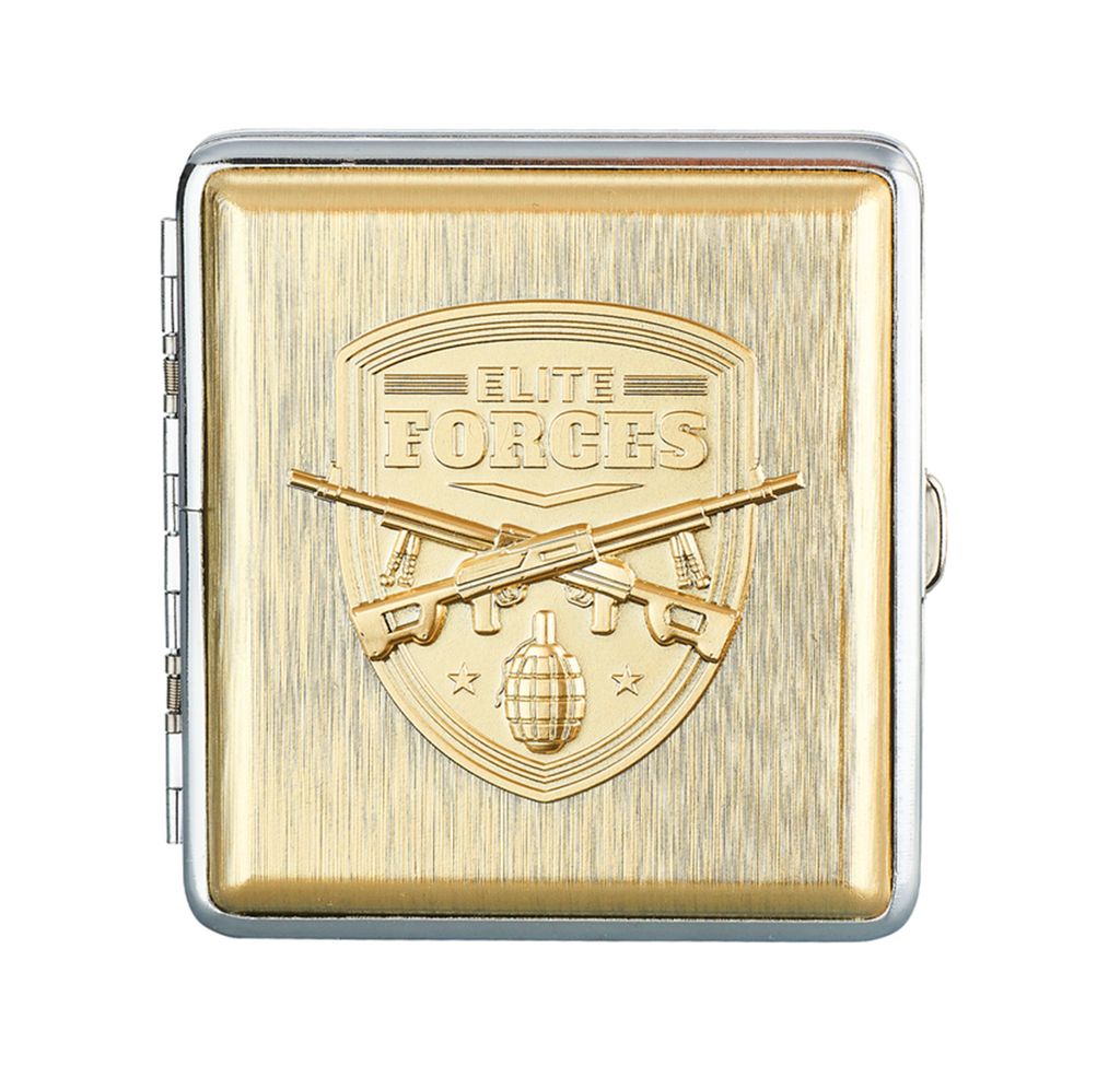 ZIGARETTENETUI "ARMY" für 20 Zigaretten aus Metall Zigarettenbox Zigarettendose Etui Case Box Dose Hardcase 93 (Gold-Forces)