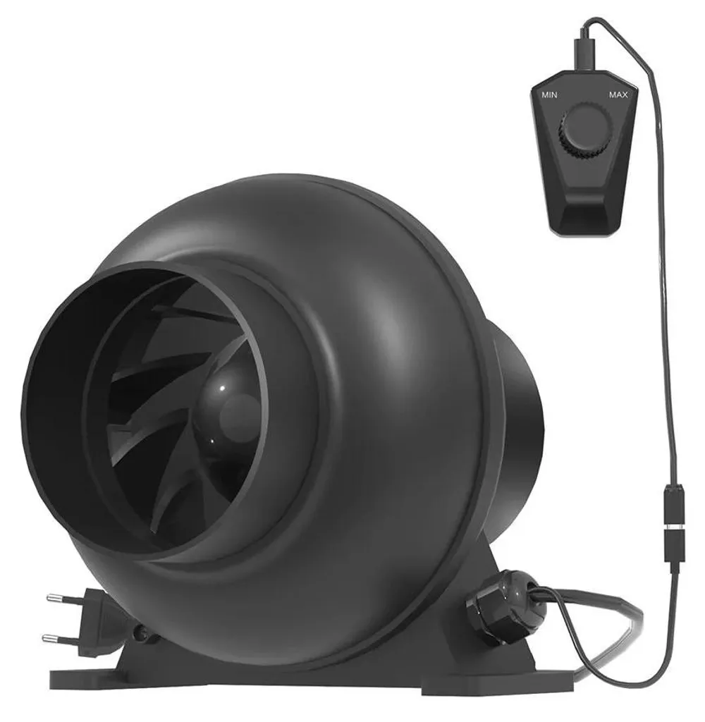 Ventilateur de conduit EC C2-100 Ø 100 mm avec interrupteur manuel noir